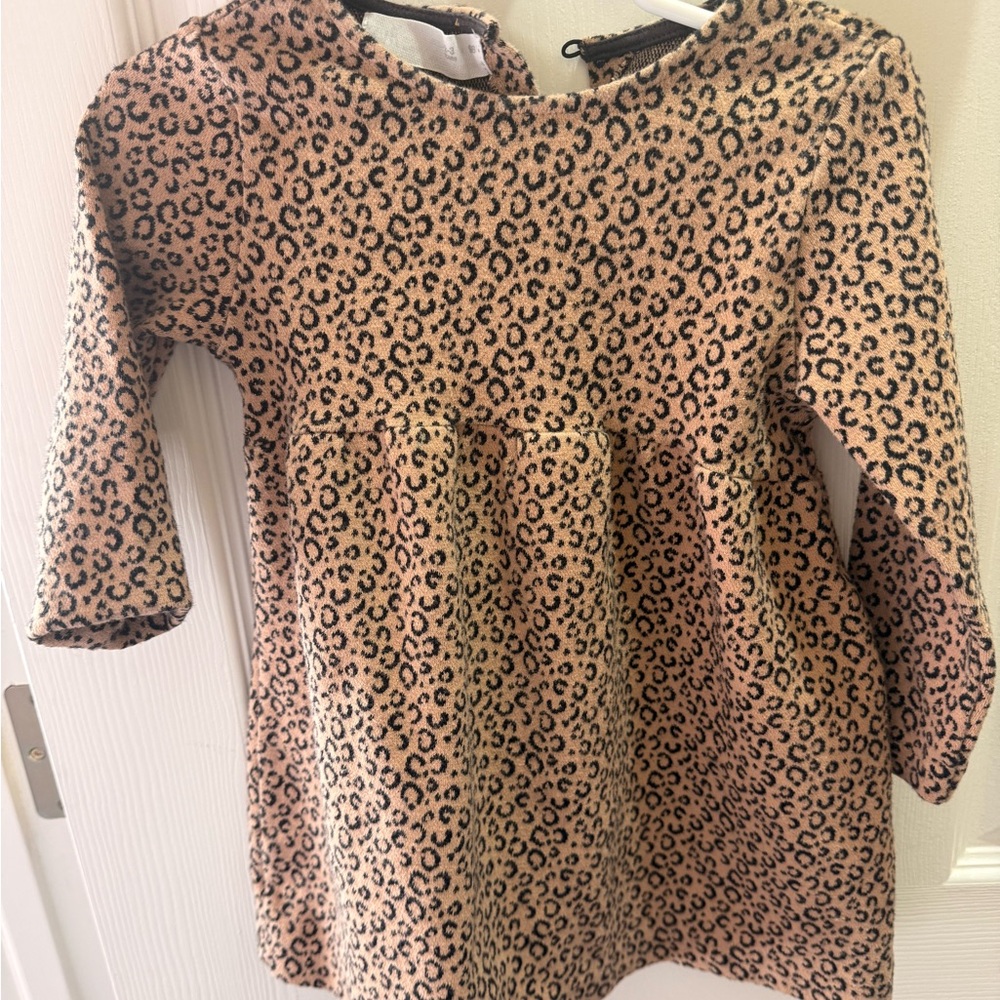 Zara Kids Leopard Print Dress - Black and Tan